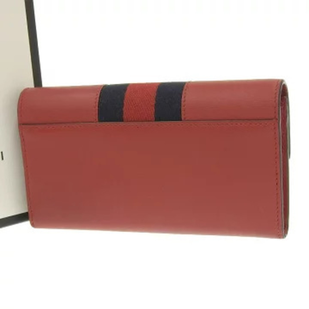 Gucci Continental Wallet Snap Closure Long Leather Canvas Red Navy Blue - Picture 2 of 6